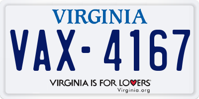 VA license plate VAX4167