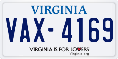 VA license plate VAX4169