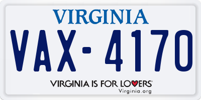 VA license plate VAX4170