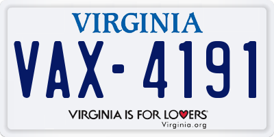 VA license plate VAX4191