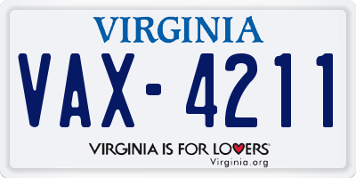 VA license plate VAX4211