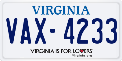 VA license plate VAX4233