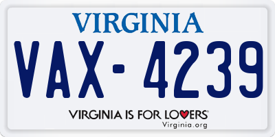 VA license plate VAX4239