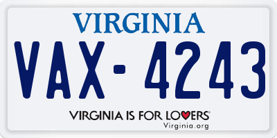 VA license plate VAX4243