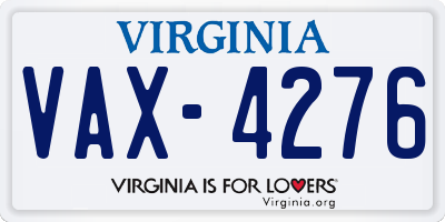 VA license plate VAX4276