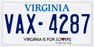 VA license plate VAX4287