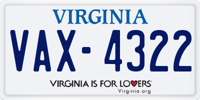 VA license plate VAX4322
