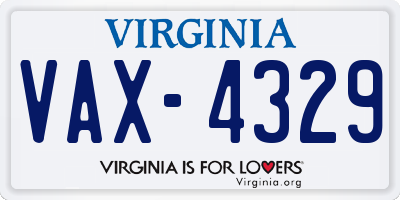 VA license plate VAX4329