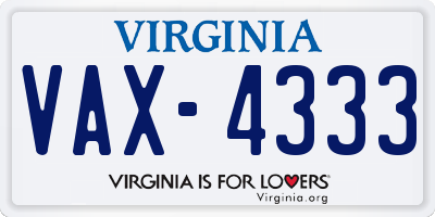 VA license plate VAX4333