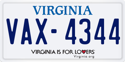 VA license plate VAX4344