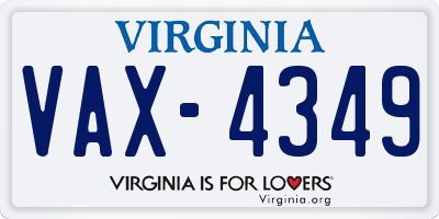 VA license plate VAX4349