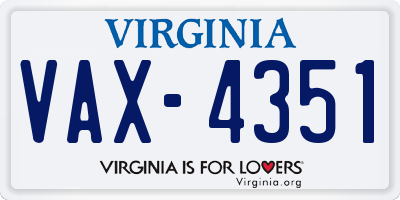 VA license plate VAX4351