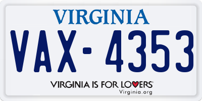 VA license plate VAX4353