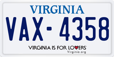 VA license plate VAX4358