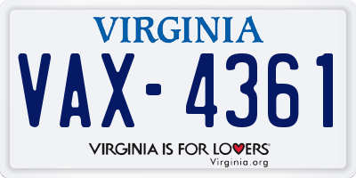 VA license plate VAX4361