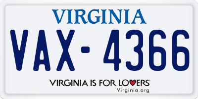 VA license plate VAX4366