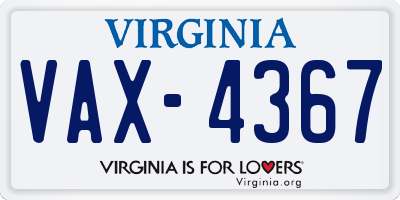 VA license plate VAX4367