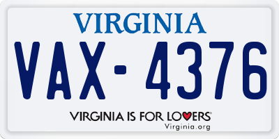 VA license plate VAX4376