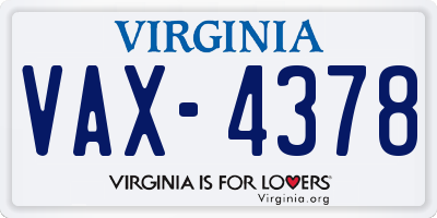 VA license plate VAX4378