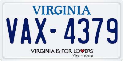 VA license plate VAX4379
