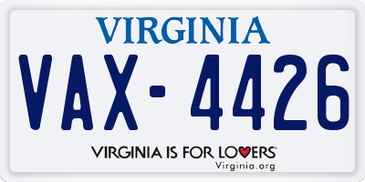 VA license plate VAX4426