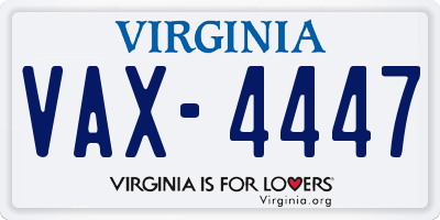 VA license plate VAX4447