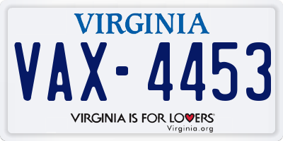 VA license plate VAX4453