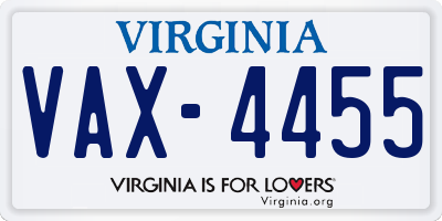 VA license plate VAX4455