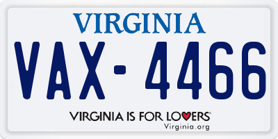VA license plate VAX4466