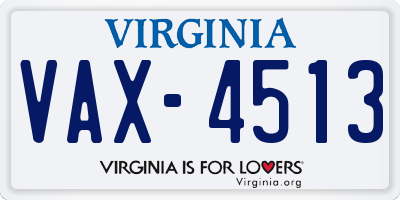 VA license plate VAX4513