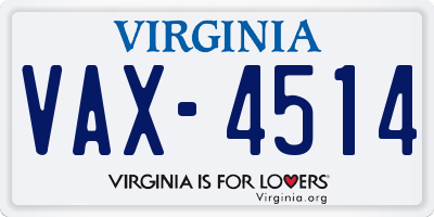 VA license plate VAX4514