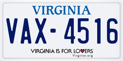 VA license plate VAX4516
