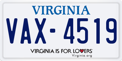 VA license plate VAX4519