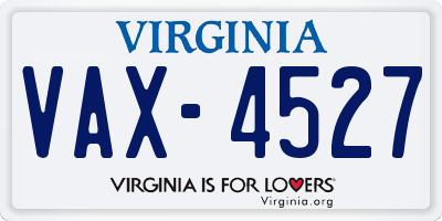 VA license plate VAX4527