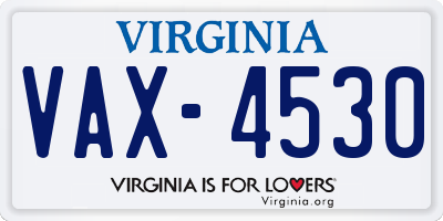 VA license plate VAX4530