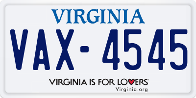 VA license plate VAX4545