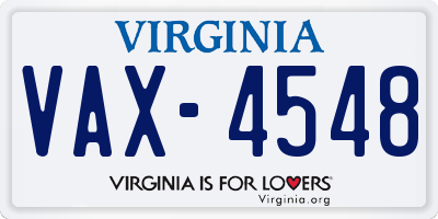 VA license plate VAX4548