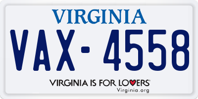 VA license plate VAX4558