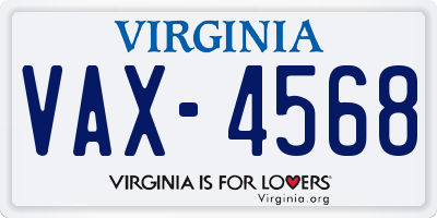 VA license plate VAX4568