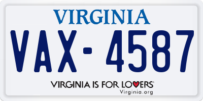 VA license plate VAX4587