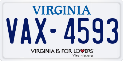 VA license plate VAX4593