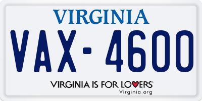 VA license plate VAX4600