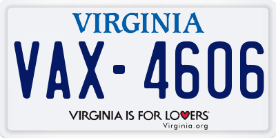 VA license plate VAX4606