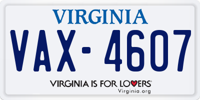VA license plate VAX4607