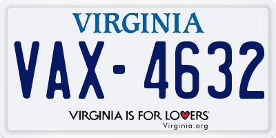 VA license plate VAX4632