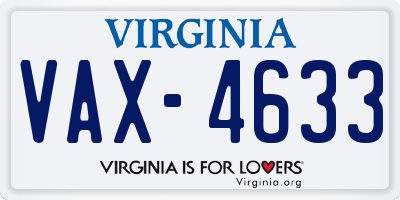 VA license plate VAX4633