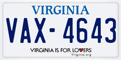 VA license plate VAX4643