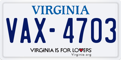 VA license plate VAX4703