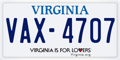 VA license plate VAX4707