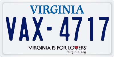 VA license plate VAX4717
